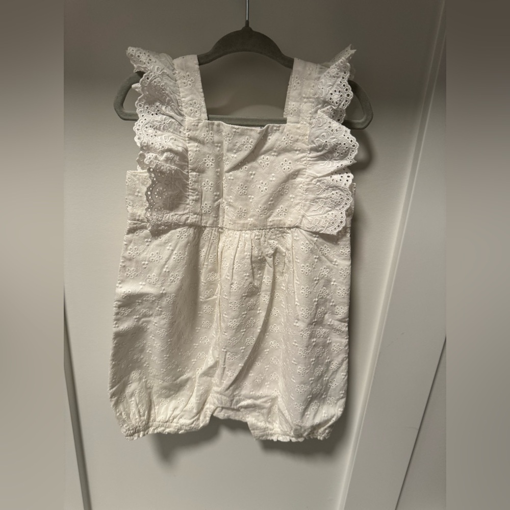 GAP White Floral Embroidered Baby Outfit